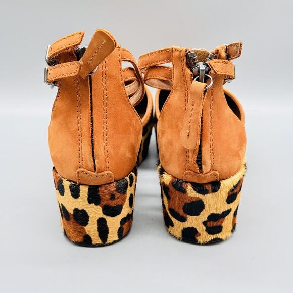 Gee Wawa Shoes Womens 8.5 Brown Leather Brady Calf Hair Platform Wedge Sandals - Picture 6 of 12